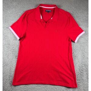 Vilebrequin Mens XL Pique Polo Shirt Under Collar Logo Red Preppy